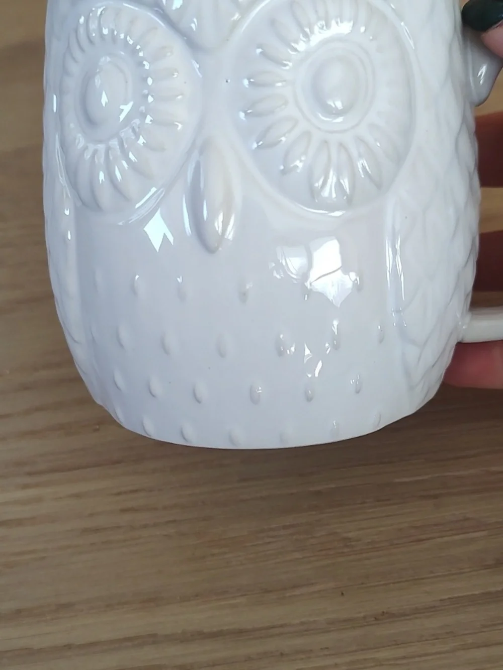 West Elm White Embossed Owl Mug - 20oz Retired Collection